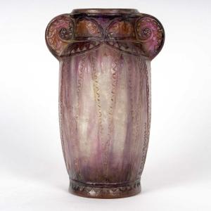 1924 Gabriel Argy Rousseau - Vase Thebes Glass Pate De Verre