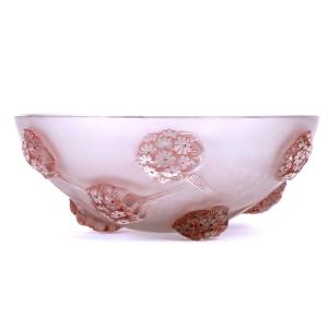 1928 René Lalique - Bowl Tournon Glass With Pink Glass