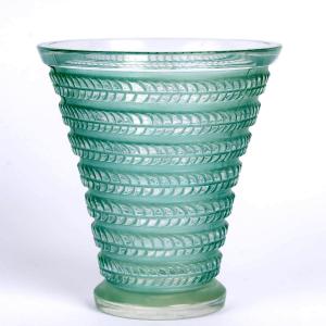 1926 René Lalique - Vase Cytise Glass With Turquoise Patina