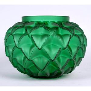Lalique France - Vase Languedoc Emerald Green Crystal - New