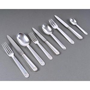 Jean E. Puiforcat - Art Deco Cutlery Flatware Set Royan Normandie Sterling Silver - 75 Pieces
