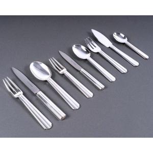 Jean E. Puiforcat - Art Deco Cutlery Flatware Set Chantaco Plated Silver - 80 Pieces