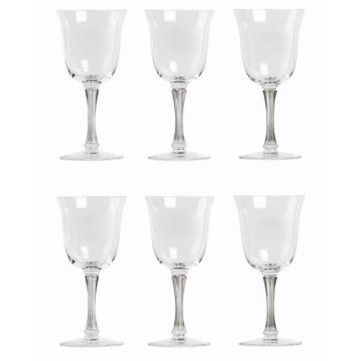 1939 René Lalique 6 Wine Glasses Barsac Grey Stained Glass