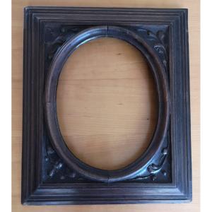 19th Century Antique Frame In Solid Carved Wood 45 X 39 And 29.5x22 On View