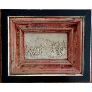 Very Fine And Rich Painting Petrified Limestone Scene "siege Of Jerusalem" 16 X 24