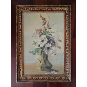 A.delcambre Still Life With Bouquet Period 1900 Oil On Canvas - Dim 61 X 40.5cm