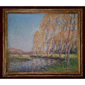 Prévot-valeri André (1890-1959) The River At Quettreville" Hst Impressionist 54 X 65 Cm Sbd
