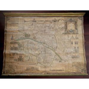 Moithey Maurille-antoine Historical Map Of Paris From 1774, 111 Cm By 147 Cm
