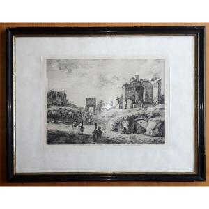 Boissieu 19th-century Engraving, Ancient Rome, Arch Of Titus. China Paper Laid Down Wide Margin