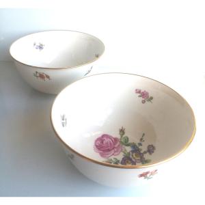 Pair Of Kpm Bowls, Berlin Late 19th Century - Hand-painted Floral Decoration 
