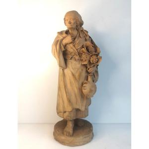 G. Vaccaro - 1793-1889 - Sicilian Terracotta, 19th Century – Old Peasant Woman, Caltagirone
