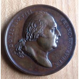 Bronze Medal 1816 Marriage Of The Duke Of Berry And Caroline Ferdinande - By Andrieu - 50 Mm