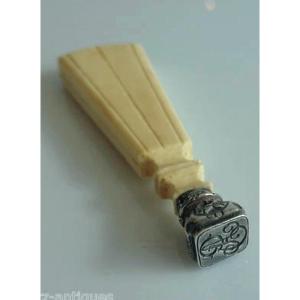 Solid Silver And Ivory Seal – Napoleon III Period – Romanesque Capital Head