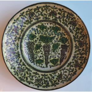 Large Decorative Platter Signed Raoul Lachenal – Neo-iznik Style, Art Deco, Early 20th Century