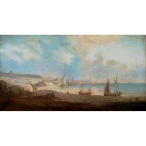 Natalie Burlin - 1875-1921 - XIX° Marine - Coastal Landscape Of A Norman Town - Granville ? -