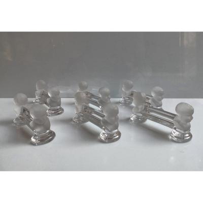 Baccarat Nineteenth Suite Of 6 Knife Holders Crystal Model Houdon