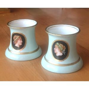 Pair Of Porcelain Pen Holders – Biedermeier / Neoclassical Style, XIX° - A.w.f Thuringia