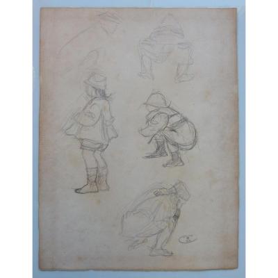 Odilon Roche - 1868-1947 - Studies Of Girls Gold Seal