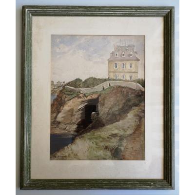 Suzanne Fremont 1876 1962 House On The Coast Circa 1915 Watercolor
