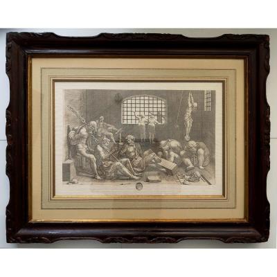 Engraving End XVI ° XVII ° Chamber Of Tortures Monogram Ir