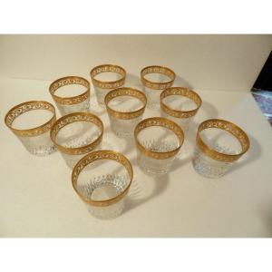 Medium Whiskey Glass St Saint Louis Thistle Gold Crystal Signed