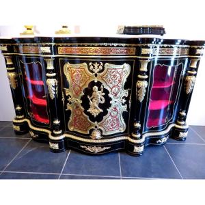 Stamped Blaise Millet Impressive French Credenza 3 Doors In Marquetry Boulle 19th Napoléon III Period