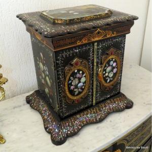 Cabinet Writting Wardrobe Burgau Marquetry Napoléon III Period 19th Century Wallpaper