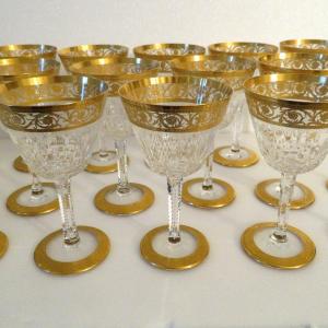 1 Cocktail Glass In Saint Louis Thistle Gold Crystal Signed