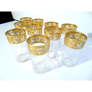 1 Highball B 11.6cm Saint Louis Thistle Gold Crystal Signed Perfect Condition
