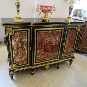Impressive French Credenza L XIV In Marquetry Boulle 19th Napoléon III Period - Perfect Condit