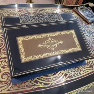 Large Writting Desk Inckwell Boulle Marquetry Napoleon III Period 19th Century