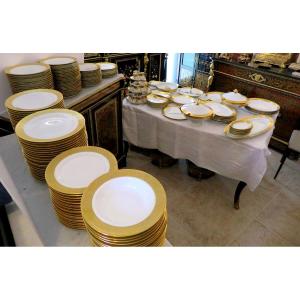 Important Set Haviland Limoges Porcelain Thistle Gold 178 Plates + 29 Platters + Coffee