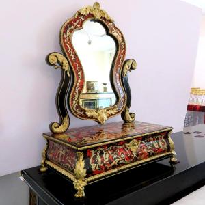 Barber With Mirror In Boulle Marquetry Napoleon III Period 19th