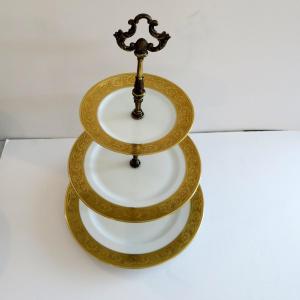 3 Tier Cake Plate In Porcelaine Of Limoges Thistle Gold Haviland