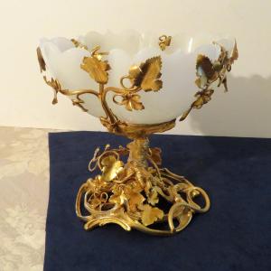  Cup Centerpiece In Gilt Bronze And Opaline 19th Century 