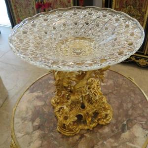  Barbedienne Center Of Table In Gilded Bronze And Decorated Glass XIXéme