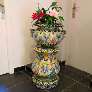 Nevers Faience Planter On A Column By Antoine Montagnon, Number 8