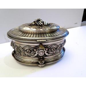  Jewelry Box In A Manner Of Oudry Bronze Sylver Boulle 19th Century