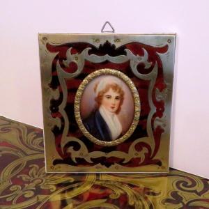  Miniature With Boulle Marquetry Frame From The Napoleon III Period