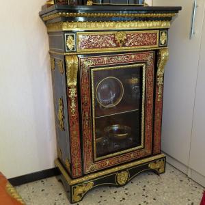 Cabinet 1 Pane Door And 1 Drawer In Boulle Marquetry Louis XIV Style 19th Period