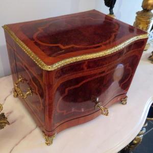 Tantalus Box With Golden Crystal Rosewwod Inlay Napoleon III Period 19th Century