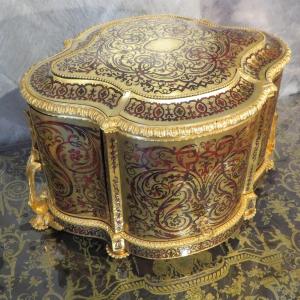 Amazing Tantalus Box With 6 Decanters In Boulle Marquetry All Sides Napoleon III Period 19th