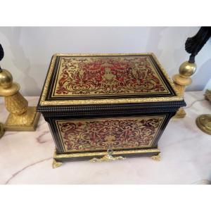 Tantalus Box Liqueur Cellar In Boulle And Bronze Marquetry, Napoleon III Period, Complete