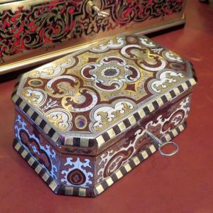 In The Manner Of Fortner Box In Marquetry 19th Boulle Mother Of Pearl