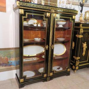 Stamped Gros Large Showcase In Boulle Marquetry Louis XIV , XIXeme