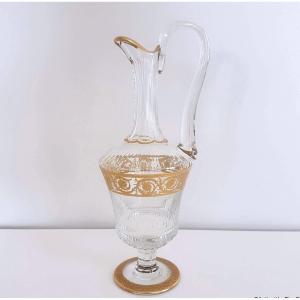 Saint Louis Crystal Wine Decanter Thistle Gold Model