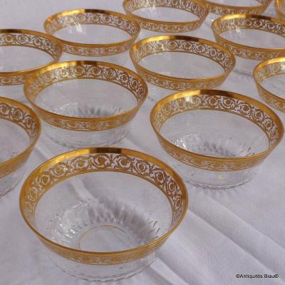  Bowl In Crystal Saint  St - Louis Thistle Gold