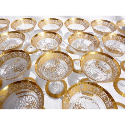 Coupe à Champagne à l'Unité En Cristal De  Saint Louis Modèle Thistle Or