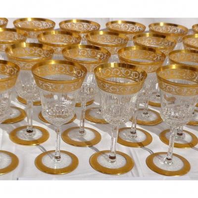 1 Water Glass 17.8 Cm In Crystal From Saint Louis Model Thistle Gold