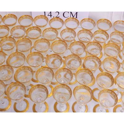 1 Glass Bordeaux In Crystal  Of Saint-louis - Thistle Gold Model